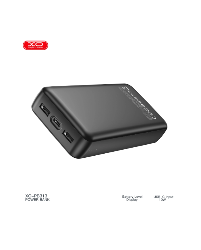 XO PB313 Powerbank 20000mAh Μαύρο