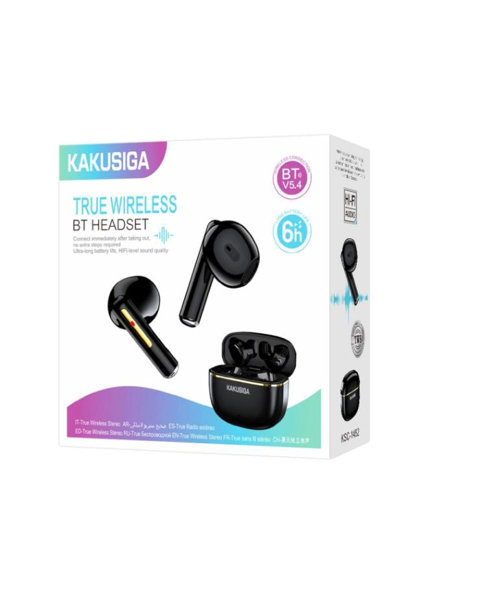 KAKUSIGA earphones με θήκη φόρτισης KSC-1482, True Wireless, 15mm, 35/300mAh, μαύρα