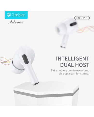 CELEBRAT earphones με θήκη φόρτισης C300 Pro, True Wireless, 13mm, 30/300mAh, λευκά