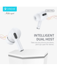 CELEBRAT earphones με θήκη φόρτισης C300 Pro, True Wireless, 13mm, 30/300mAh, λευκά
