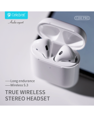 CELEBRAT earphones με θήκη φόρτισης C200 Pro, True Wireless, 13mm, 30/300mAh, λευκά