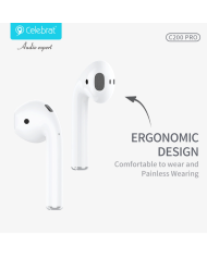 CELEBRAT earphones με θήκη φόρτισης C200 Pro, True Wireless, 13mm, 30/300mAh, λευκά