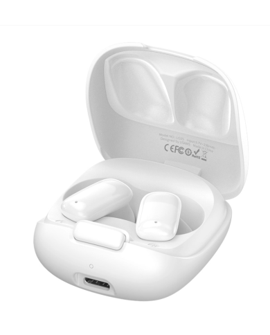 USAMS earphones με θήκη φόρτισης ID25, TWS, Φ13mm, 30/230mAh, λευκά
