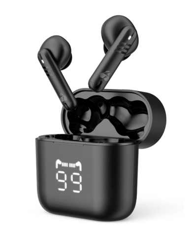 POWERTECH earphones με θήκη φόρτισης PT-1227, TWS, ENC, 30/480mAh, μαύρα
