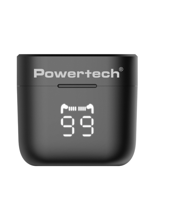 POWERTECH earphones με θήκη φόρτισης PT-1227, TWS, ENC, 30/480mAh, μαύρα