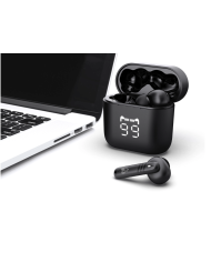 POWERTECH earphones με θήκη φόρτισης PT-1227, TWS, ENC, 30/480mAh, μαύρα