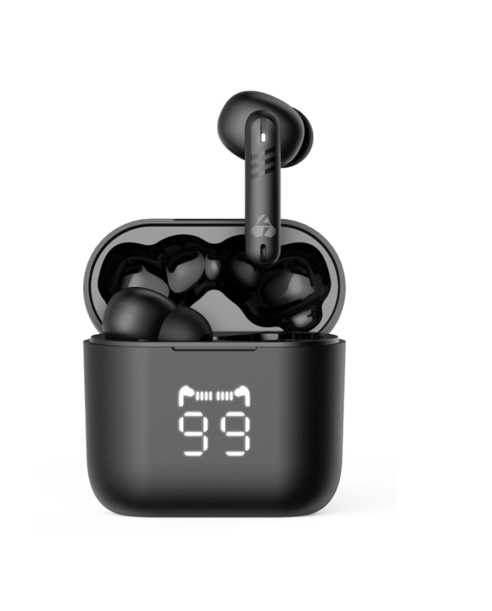 POWERTECH earphones με θήκη φόρτισης PT-1227, TWS, ENC, 30/480mAh, μαύρα