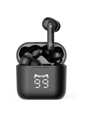 POWERTECH earphones με θήκη φόρτισης PT-1227, TWS, ENC, 30/480mAh, μαύρα