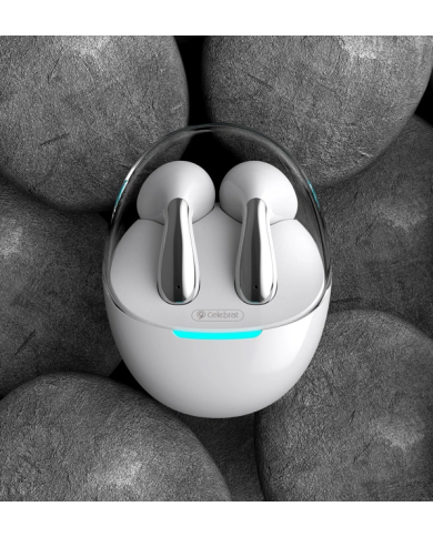 CELEBRAT earphones με θήκη φόρτισης W51, True Wireless, Φ13mm, λευκά