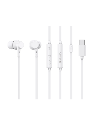 CELEBRAT earphones με μικρόφωνο G40, USB-C σύνδεση, 10mm, 1.2m, λευκά