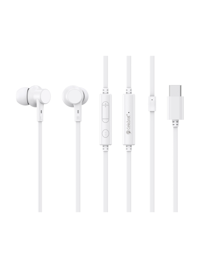 CELEBRAT earphones με μικρόφωνο G40, USB-C σύνδεση, 10mm, 1.2m, λευκά