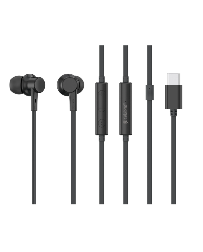 CELEBRAT earphones με μικρόφωνο G40, USB-C σύνδεση, 10mm, 1.2m, μαύρα