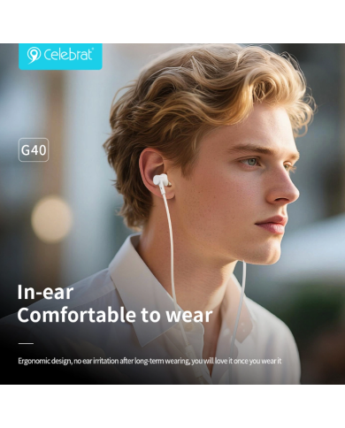 CELEBRAT earphones με μικρόφωνο G40, USB-C σύνδεση, 10mm, 1.2m, μαύρα