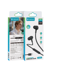 CELEBRAT earphones με μικρόφωνο G40, USB-C σύνδεση, 10mm, 1.2m, μαύρα