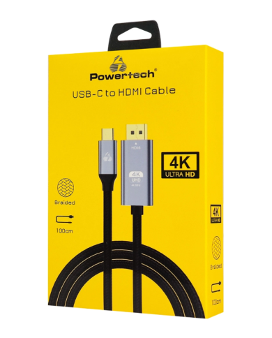 POWERTECH καλώδιο USB-C σε HDMI PTR-0171, 4K/60Hz, 10.2 Gbps, 1m, μαύρo