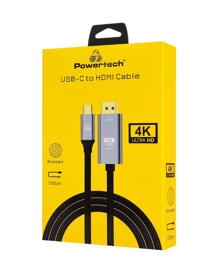 POWERTECH καλώδιο USB-C σε HDMI PTR-0171, 4K/60Hz, 10.2 Gbps, 1m, μαύρ