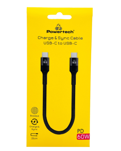 POWERTECH καλώδιο USB-C PTR-0204, PD 60W, 480Mbps, 25cm, μαύρο