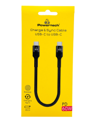POWERTECH καλώδιο USB-C PTR-0204, PD 60W, 480Mbps, 25cm, μαύρο