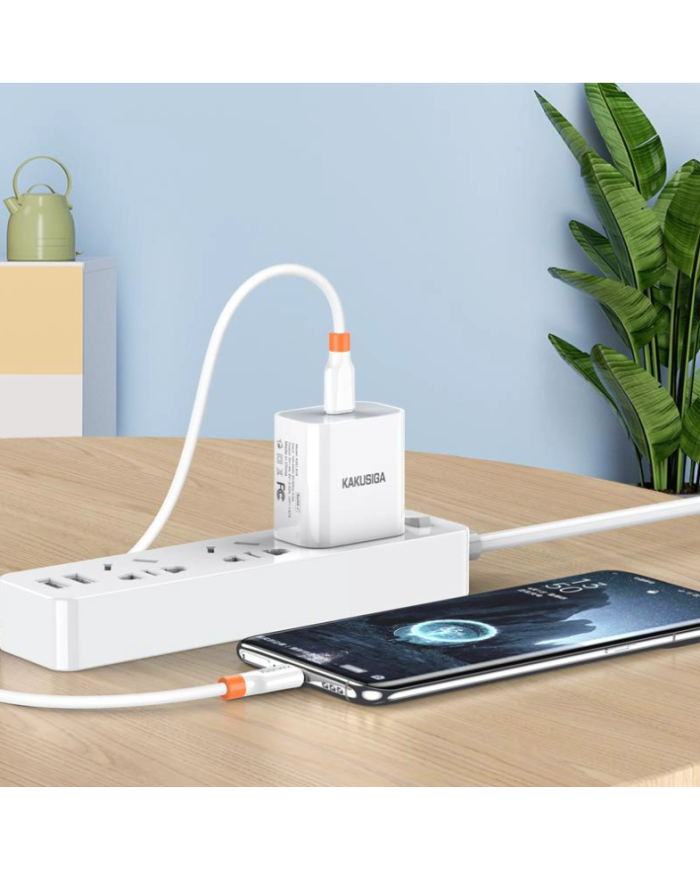 KAKUSIGA καλώδιο USB-C KSC-1024, σιλικόνης, 100W, 480Mbps, 0.25m, λευκό
