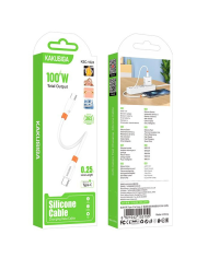 KAKUSIGA καλώδιο USB-C KSC-1024, σιλικόνης, 100W, 480Mbps, 0.25m, λευκό
