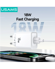 USAMS φορτιστής τοίχου CC324, USB, 18W, λευκός