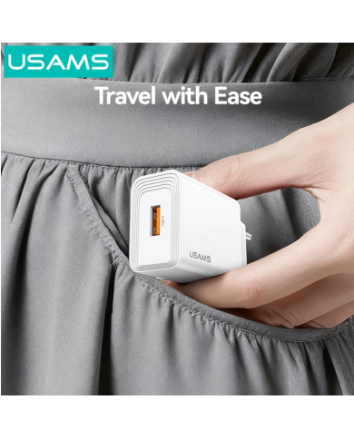 USAMS φορτιστής τοίχου CC324, USB, 18W, λευκός