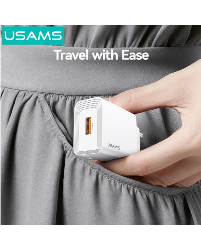 USAMS φορτιστής τοίχου CC324, USB, 18W, λευκός