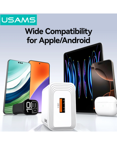 USAMS φορτιστής τοίχου CC324, USB, 18W, λευκός