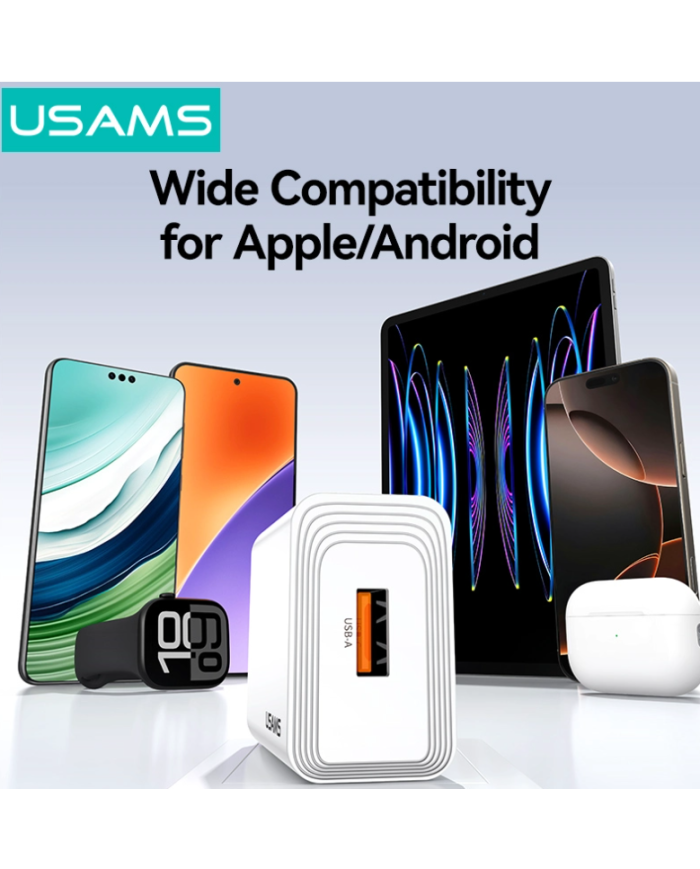 USAMS φορτιστής τοίχου CC324, USB, 18W, λευκός