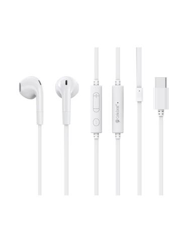 CELEBRAT earphones με μικρόφωνο G39, USB-C σύνδεση, 14mm, 1.2m, λευκά
