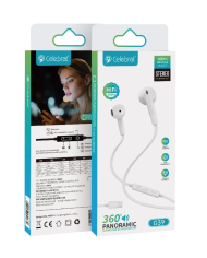 CELEBRAT earphones με μικρόφωνο G39, USB-C σύνδεση, 14mm, 1.2m, λευκά