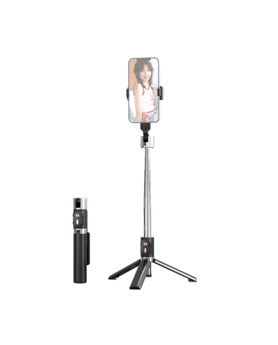 USAMS selfie stick ZB324 με τρίποδο, έως 110cm, Bluetooth, μαύρο