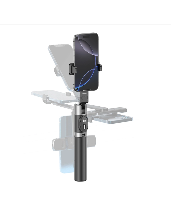USAMS selfie stick ZB324 με τρίποδο, έως 110cm, Bluetooth, μαύρο
