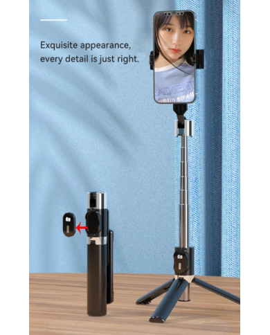 USAMS selfie stick ZB324 με τρίποδο, έως 110cm, Bluetooth, μαύρο