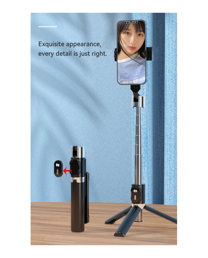 USAMS selfie stick ZB324 με τρίποδο, έως 110cm, Bluetooth, μαύρο