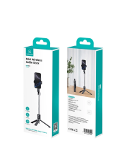 USAMS selfie stick ZB324 με τρίποδο, έως 110cm, Bluetooth, μαύρο