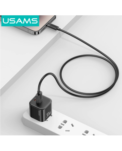 USAMS καλώδιο Lightning σε USB SJ778, 2.4A, 480Mbps, 1m, μαύρο