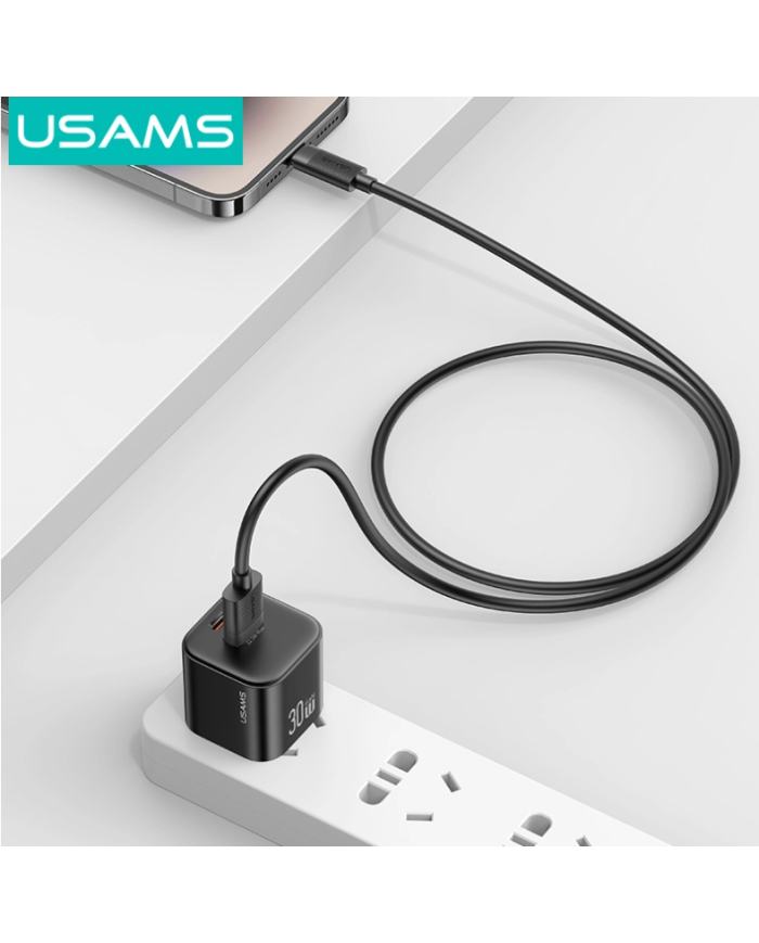 USAMS καλώδιο Lightning σε USB SJ778, 2.4A, 480Mbps, 1m, μαύρο