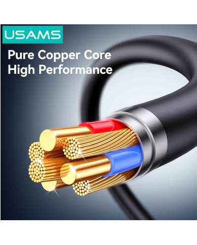USAMS καλώδιο Lightning σε USB SJ778, 2.4A, 480Mbps, 1m, μαύρο