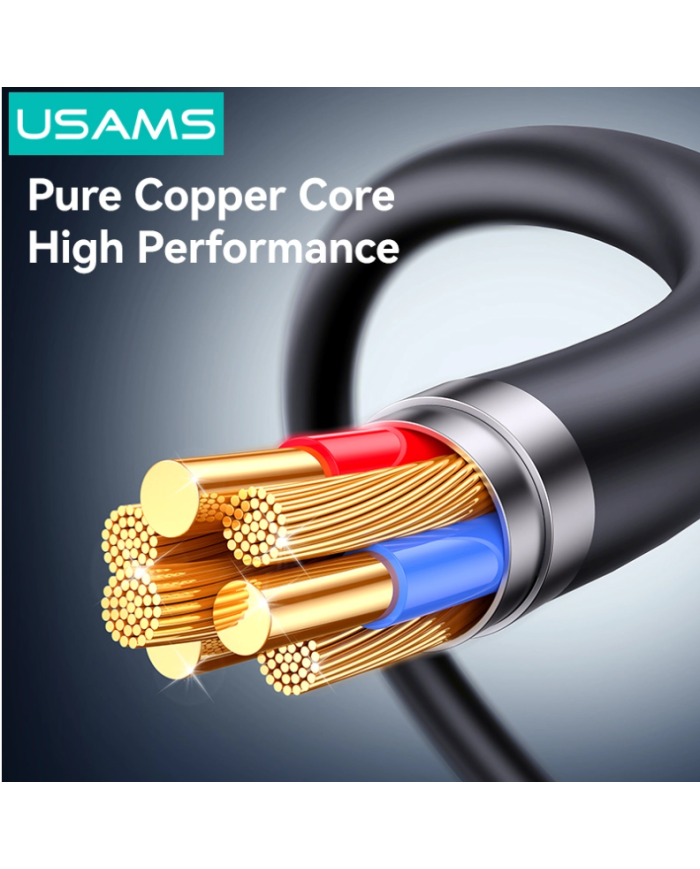 USAMS καλώδιο Lightning σε USB SJ778, 2.4A, 480Mbps, 1m, μαύρο
