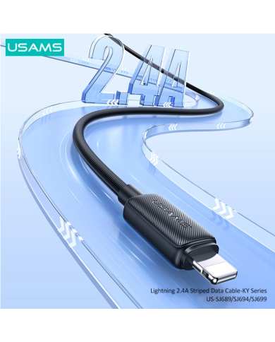 USAMS καλώδιο Lightning σε USB US-SJ694, 2.4A, 480Mbps, 2m, λευκό