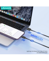 USAMS καλώδιο Lightning σε USB US-SJ694, 2.4A, 480Mbps, 2m, λευκό