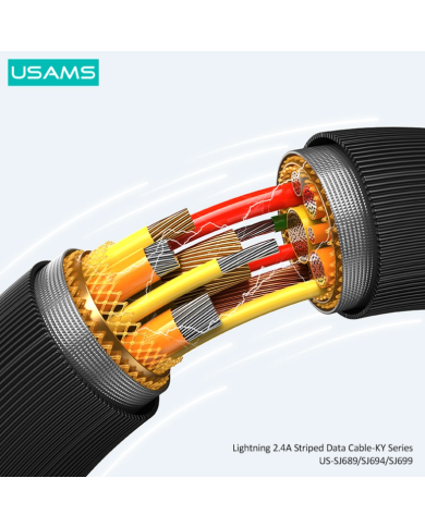 USAMS καλώδιο Lightning σε USB US-SJ694, 2.4A, 480Mbps, 2m, λευκό