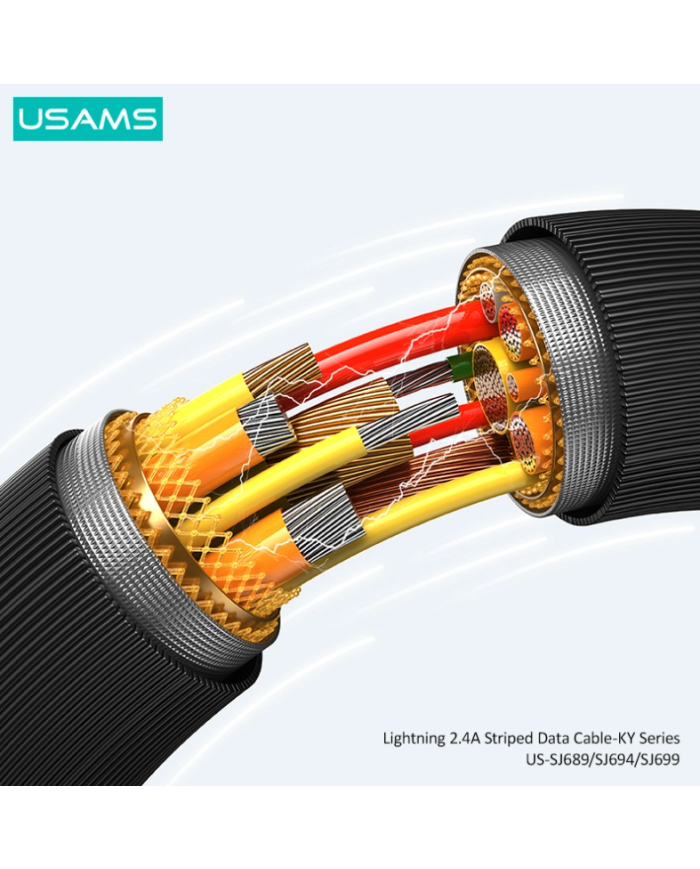 USAMS καλώδιο Lightning σε USB US-SJ694, 2.4A, 480Mbps, 2m, λευκό