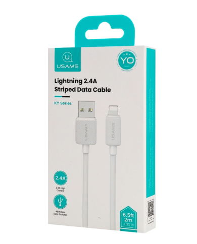 USAMS καλώδιο Lightning σε USB US-SJ694, 2.4A, 480Mbps, 2m, λευκό