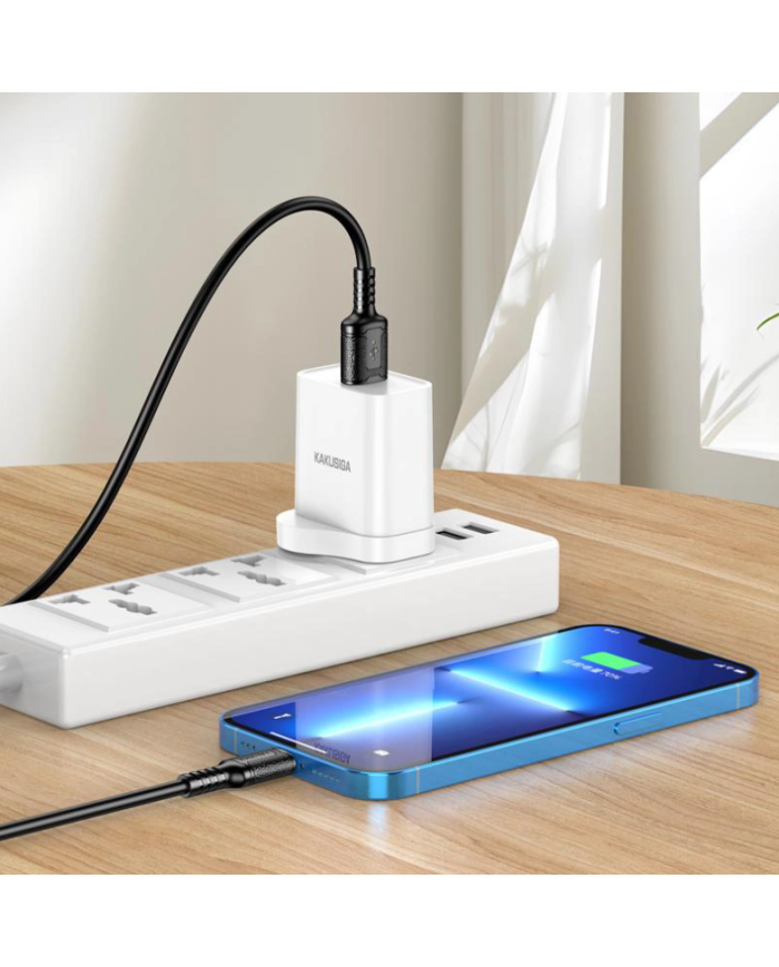 KAKUSIGA καλώδιο Lightning σε USB KSC-984, σιλικόνης, 3Α, 480Mbps, 1m, μαύρο