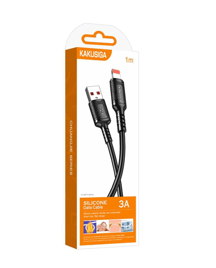 KAKUSIGA καλώδιο Lightning σε USB KSC-984, σιλικόνης, 3Α, 480Mbps, 1m, μαύρο