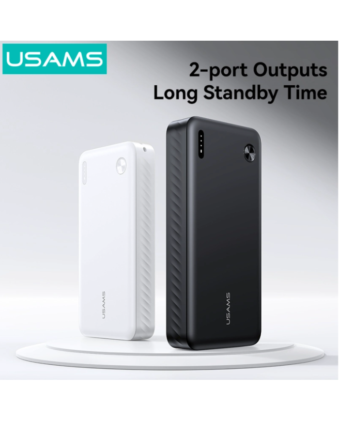 USAMS power bank CD254, 2x θύρες εξόδου, 20000mAh, 10W, λευκό