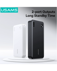 USAMS power bank CD254, 2x θύρες εξόδου, 20000mAh, 10W, λευκό