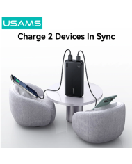 USAMS power bank CD254, 2x θύρες εξόδου, 20000mAh, 10W, λευκό